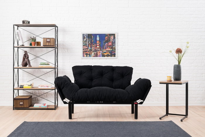 Atelier Del Sofa Nitta - Sofá-Cama de 2 Plazas Negro Atelier Del Sofa Nitta - Sofá-Cama de 2 Plazas Negro